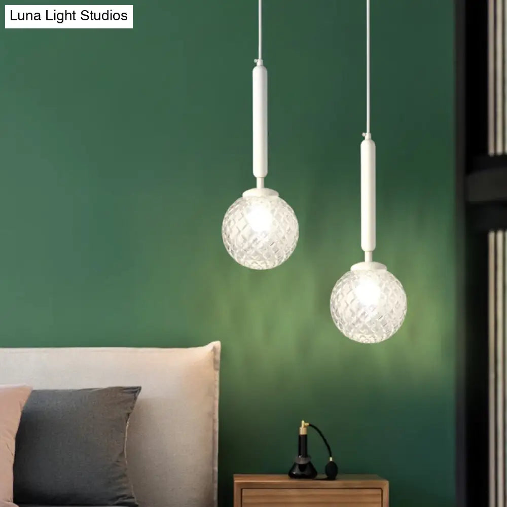 Simple Clear Glass Ball Pendant Lamp - 1-Light Suspension Lighting For Bedroom