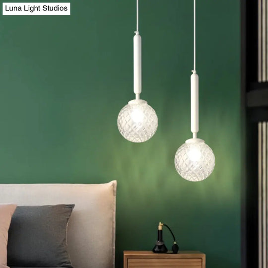 Simple Style Glass Ball Pendant Lamp For Bedroom - 1-Light Suspension Lighting