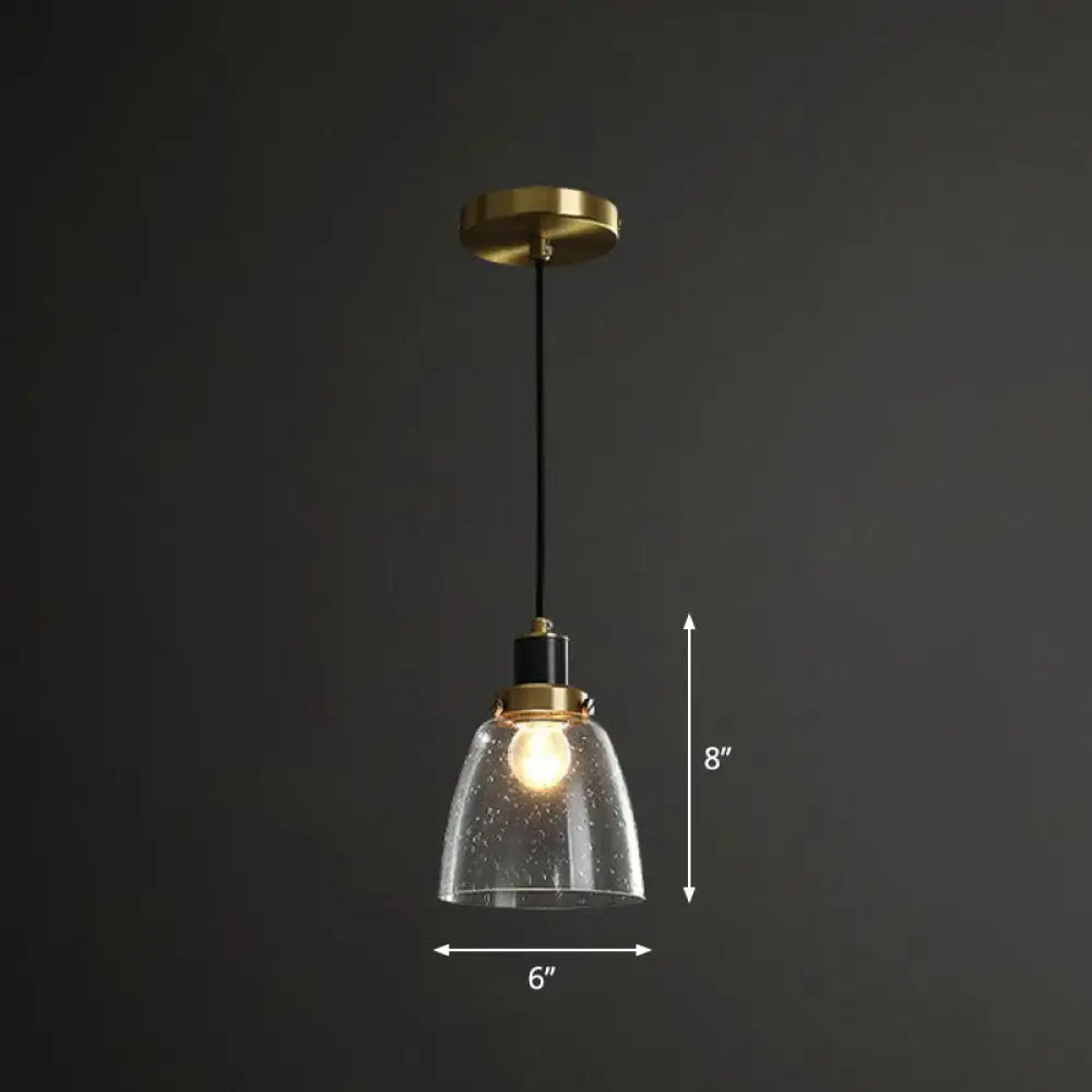 Simple Clear Seeded Glass Geometry Pendant Light For Single Bedroom / B