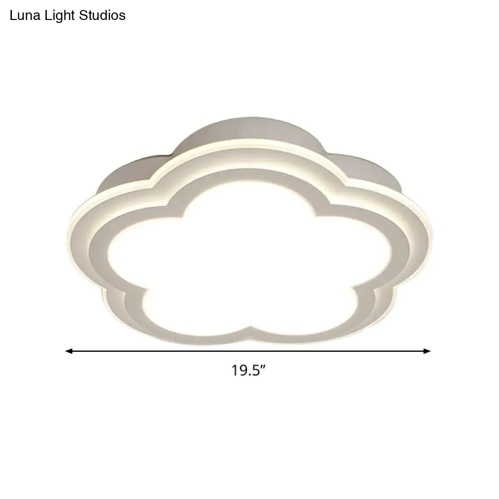 Simple Cloud Shade Led Ceiling Light - White Acrylic Flush Mount Lamp (16’/19.5’/23.5’) Warm/White