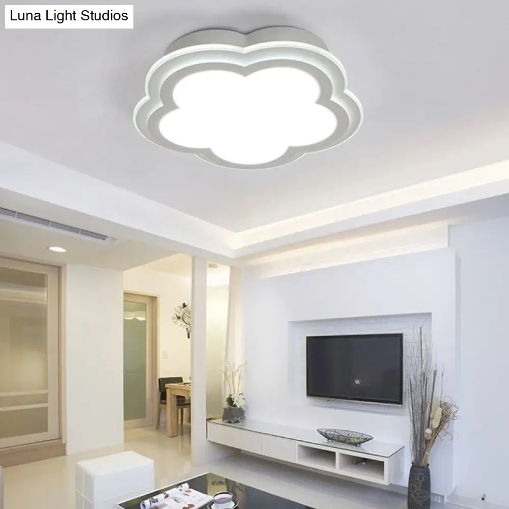 Simple Cloud Shade Led Ceiling Light - White Acrylic Flush Mount Lamp (16/19.5/23.5) Warm/White / 16