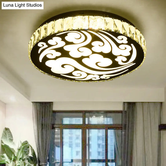 Simple Crystal Block Led Ceiling Light Fixture With Cloud Design - Chrome Finish