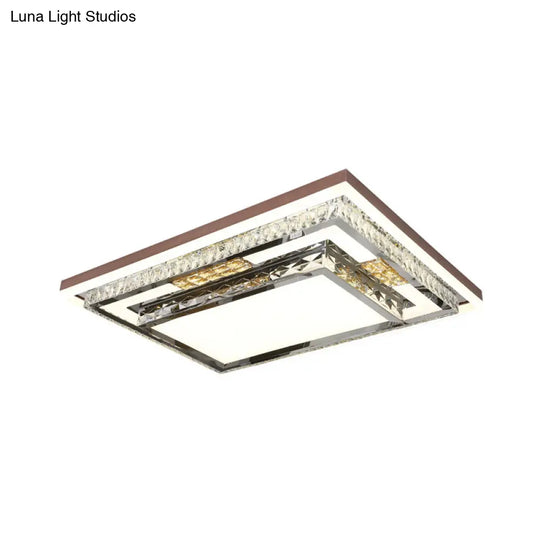 Simple Crystal Flush Mount Lamp: Led Ceiling Fixture In White