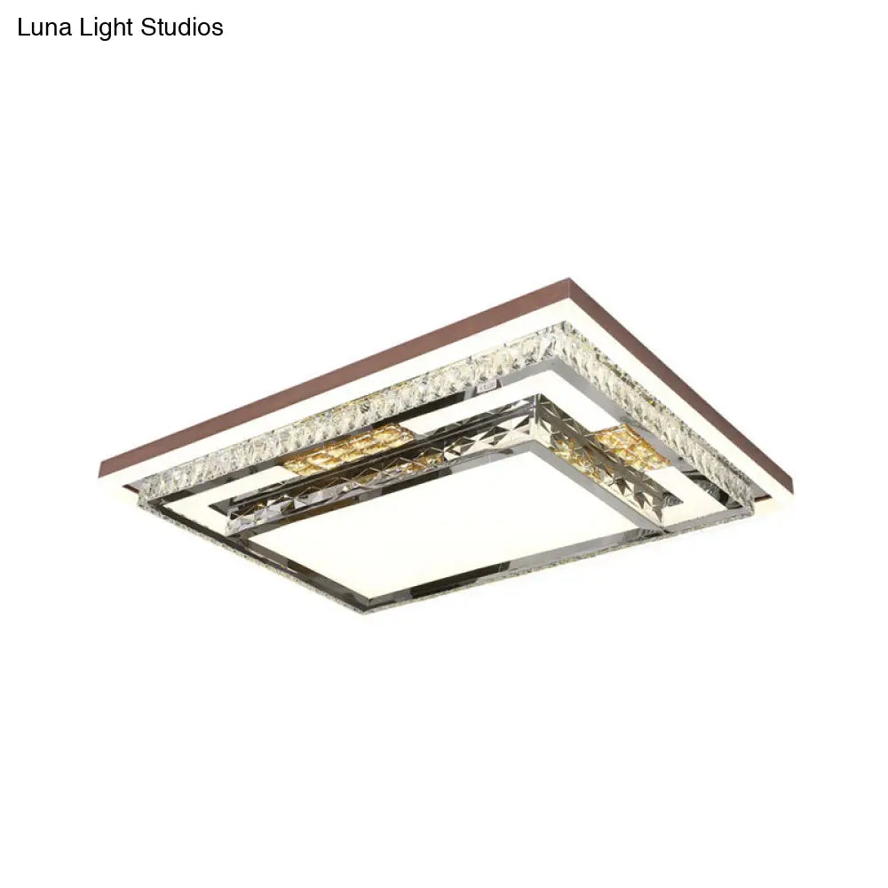 Simple Crystal Flush Mount Lamp: Led Ceiling Fixture In White