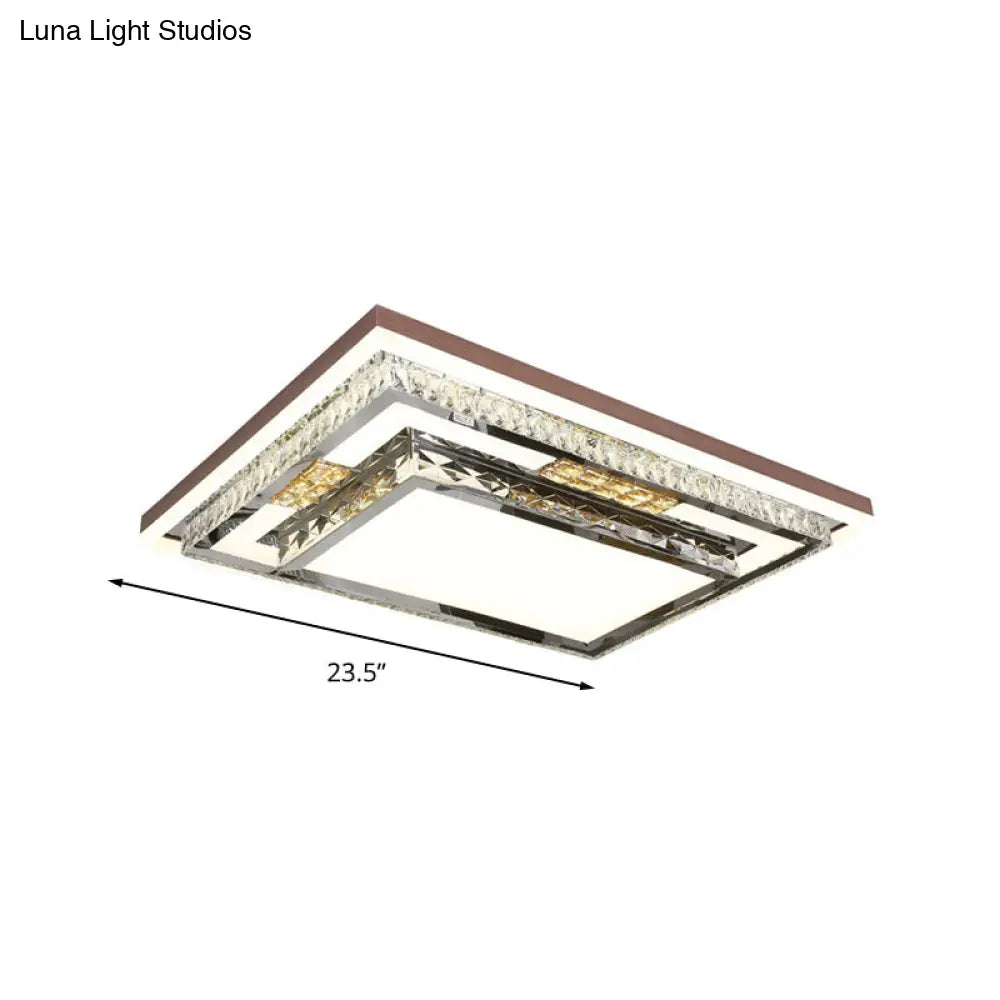 Simple Crystal Flush Mount Lamp: Led Ceiling Fixture In White