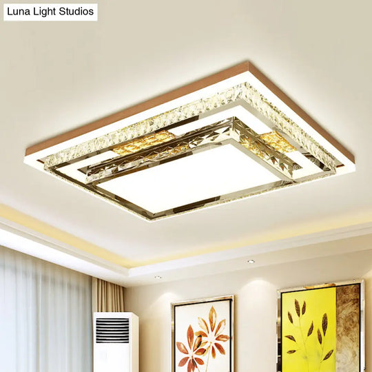 Simple Crystal Flush Mount Lamp: Led Ceiling Fixture In White