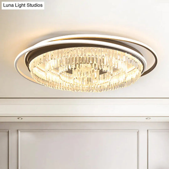 Simple Crystal Led Circular Living Room Flush Light -18/23.5/31.5 W White Light/Remote Control