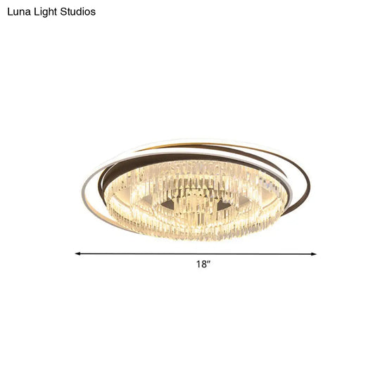 Simple Crystal Led Circular Living Room Flush Light -18/23.5/31.5 W White Light/Remote Control