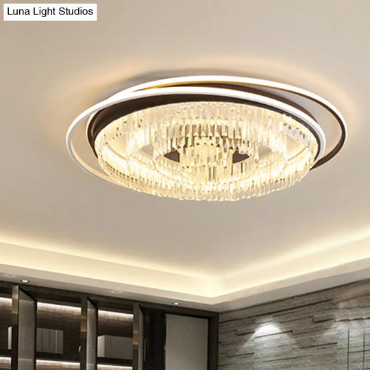 Simple Crystal Led Circular Living Room Flush Light -18/23.5/31.5 W White Light/Remote Control