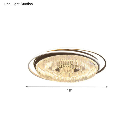 Simple Crystal Led Circular Living Room Flush Light - 18’/23.5’/31.5’ W White Light/Remote