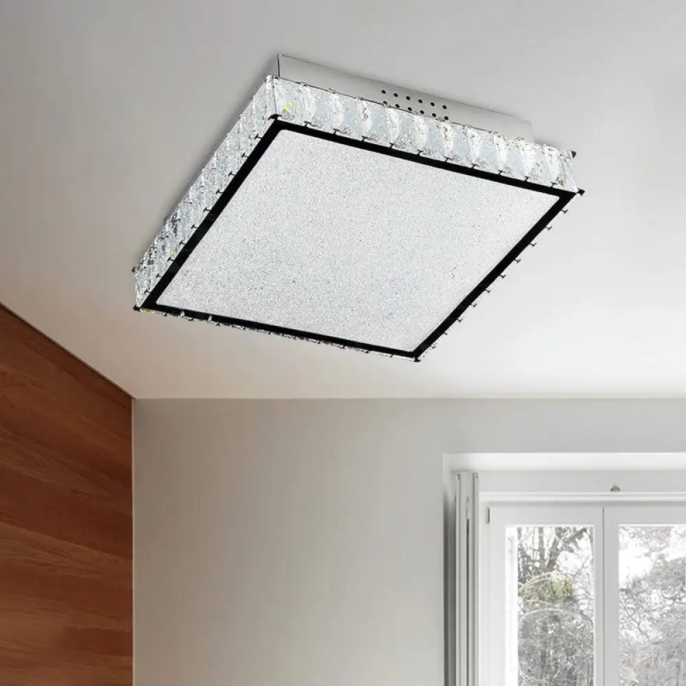 Simple Crystal Led Flush Ceiling Light For Bedroom White