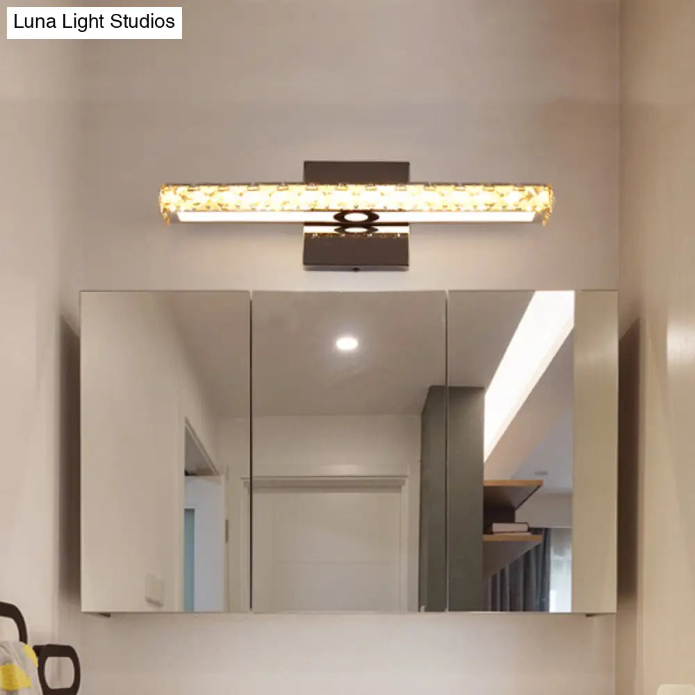 Simple Crystal Led Vanity Wall Light - Sleek Chrome Mounted Lighting