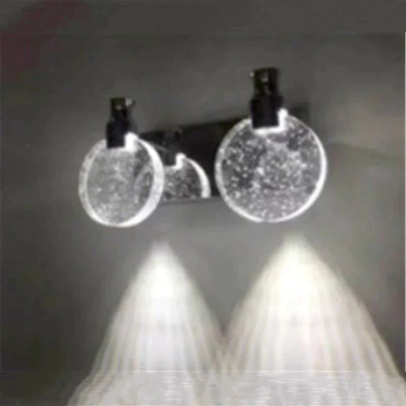 Simple Crystal Led Wall Lamp For Bathroom Bedroom 2 Heads Silver / Warm Light Small Size Light