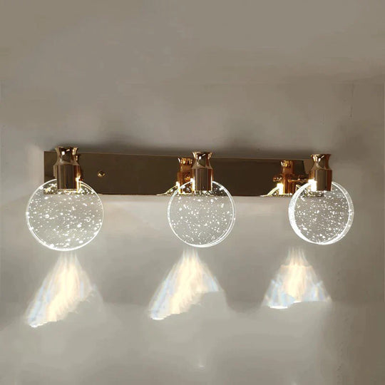 Simple Crystal Led Wall Lamp For Bathroom Bedroom 3 Heads Gold / Warm Light Small Size Light