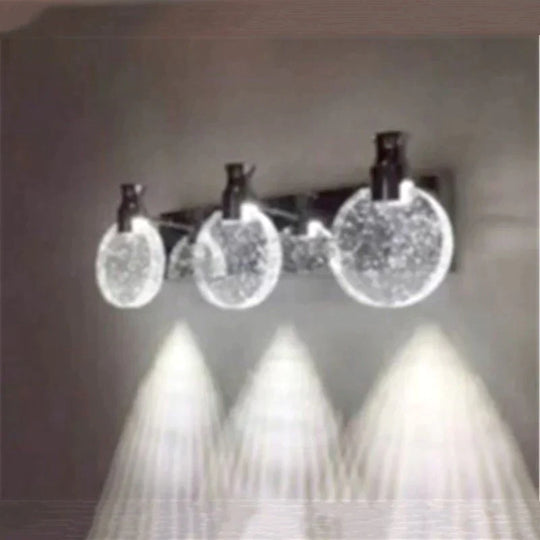 Simple Crystal Led Wall Lamp For Bathroom Bedroom 3 Heads Silver / Warm Light Small Size Light