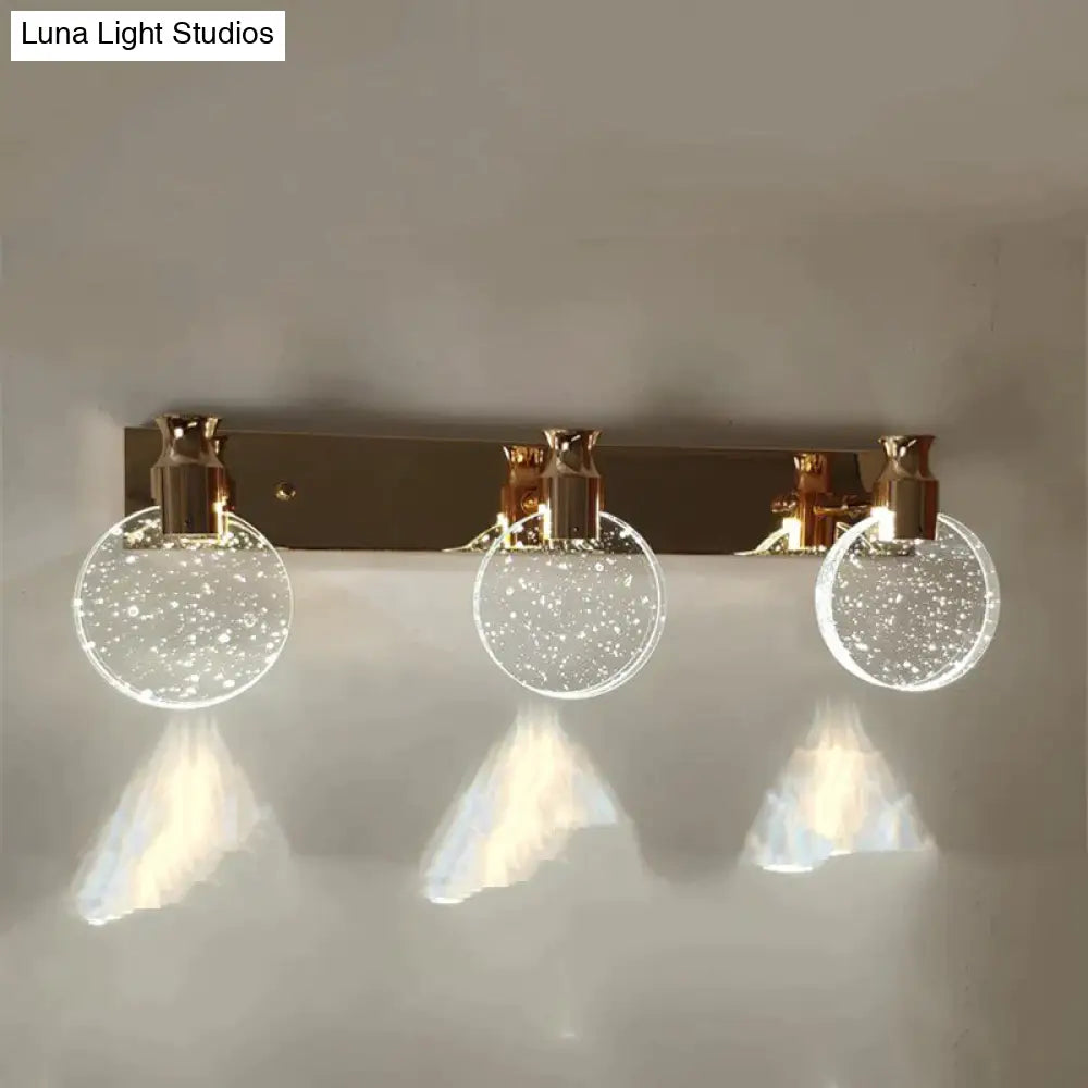 Simple Crystal Led Wall Lamp For Bathroom Bedroom 3 Heads Gold / Warm Light Small Size Light