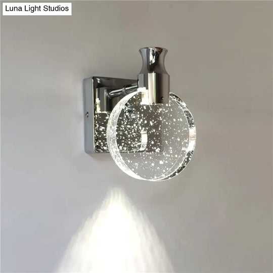 Simple Crystal Led Wall Lamp For Bathroom Bedroom Silver / Warm Light Small Size Light