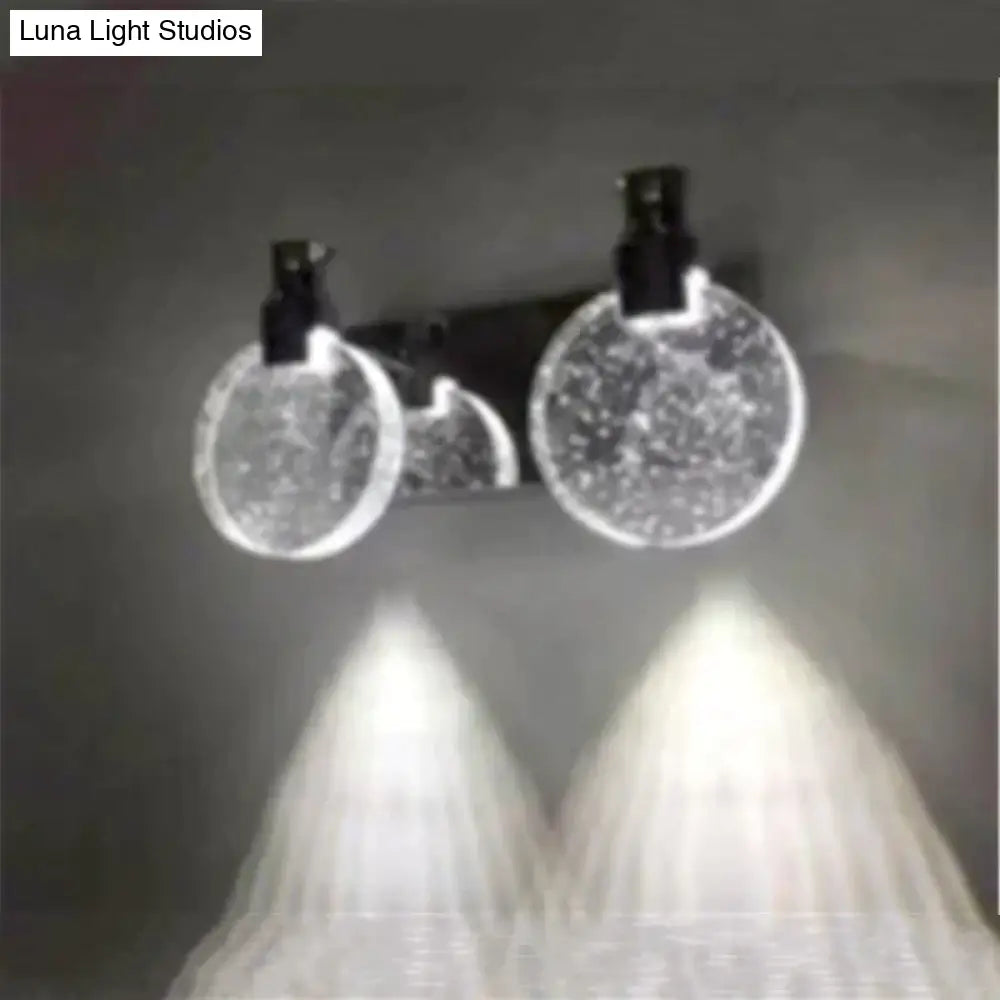 Simple Crystal Led Wall Lamp For Bathroom Bedroom 2 Heads Silver / Warm Light Small Size Light