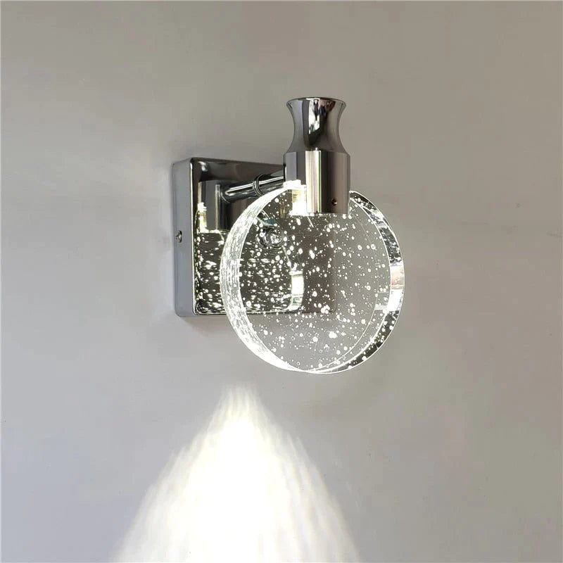 Simple Crystal Led Wall Lamp For Bathroom Bedroom Silver / Warm Light Small Size Light