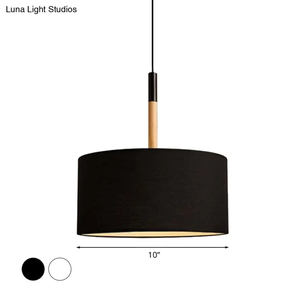 Simple Drum Pendant Light Kit - Fabric Shade 1 10’/16’ Dia In White/Black