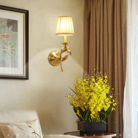 Simple European Style Flower Copper Wall Lamp Lamps