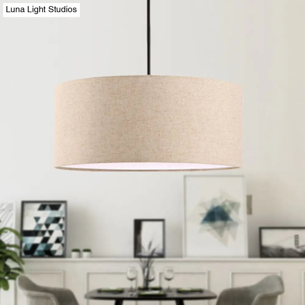 Simple Fabric Drum Ceiling Pendant Light - 12/16/18 Diameter 1-Light White/Black/Beige Hanging Lamp