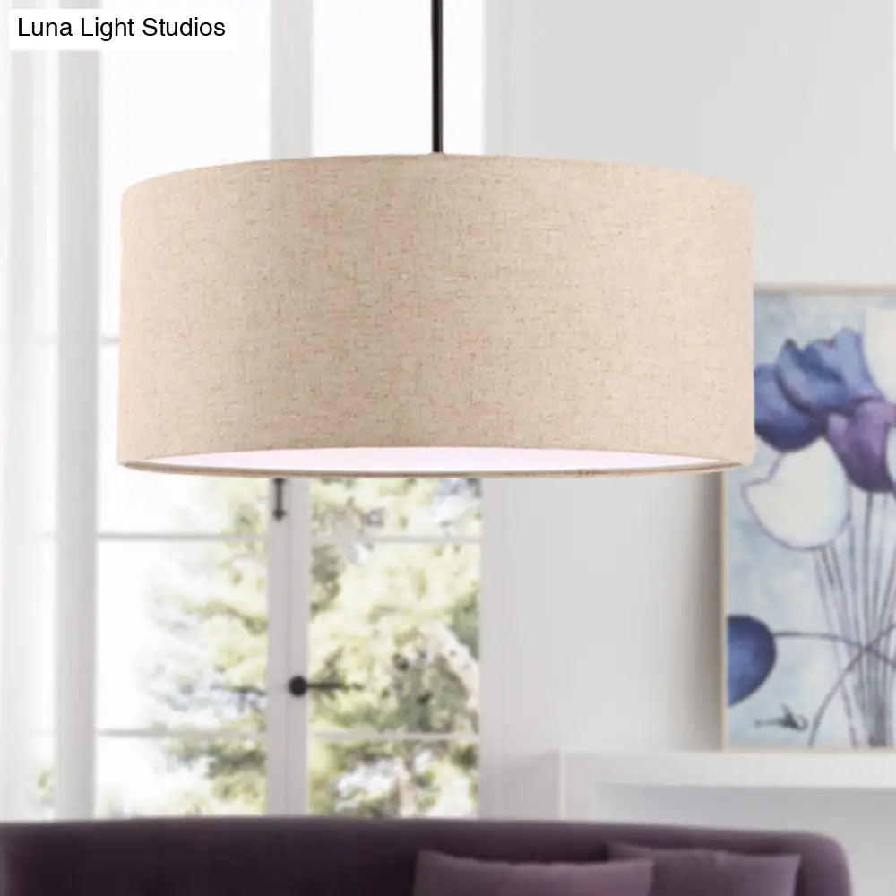 Simple Fabric Drum Ceiling Pendant Light - Grey/Black/Beige 12’/16’/18’ Diameter Hanging Lamp Kit