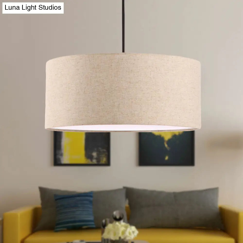 Simple Fabric Drum Ceiling Pendant Light - 12/16/18 Diameter 1-Light White/Black/Beige Hanging Lamp