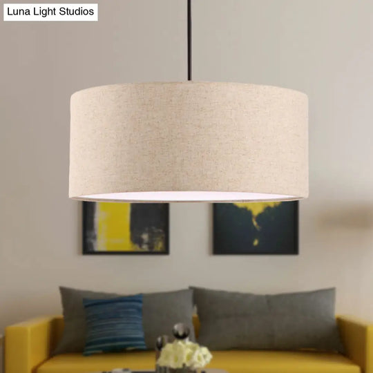 Simple Fabric Drum Ceiling Pendant Light - 12/16/18 Diameter 1-Light White/Black/Beige Hanging Lamp