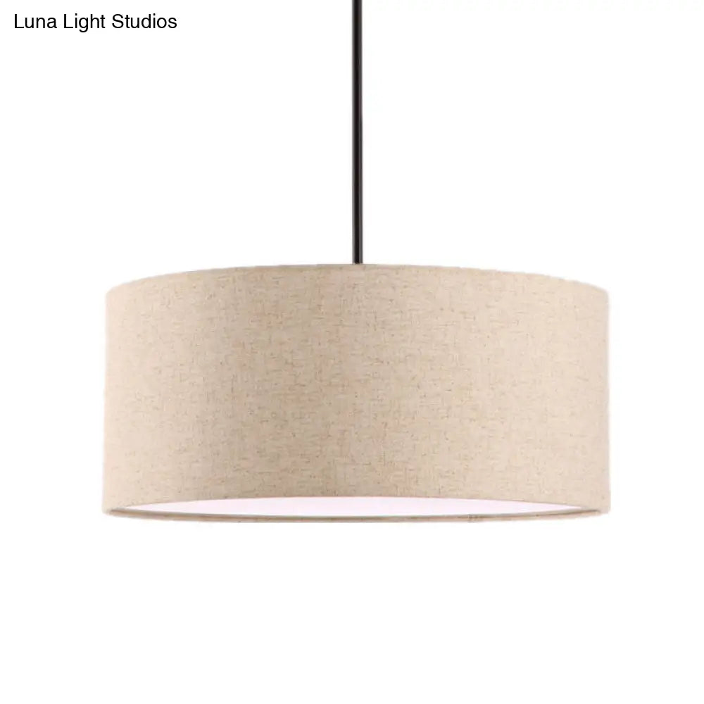 Simple Fabric Drum Ceiling Pendant Light - Grey/Black/Beige 12’/16’/18’ Diameter Hanging Lamp Kit