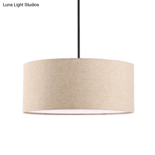 Simple Fabric Drum Ceiling Pendant Light - Grey/Black/Beige 12’/16’/18’ Diameter Hanging Lamp Kit