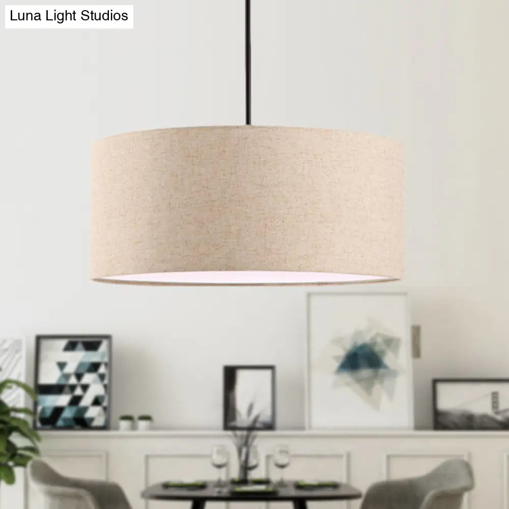 Simple Fabric Drum Ceiling Pendant Light - Grey/Black/Beige 12’/16’/18’ Diameter Hanging Lamp Kit