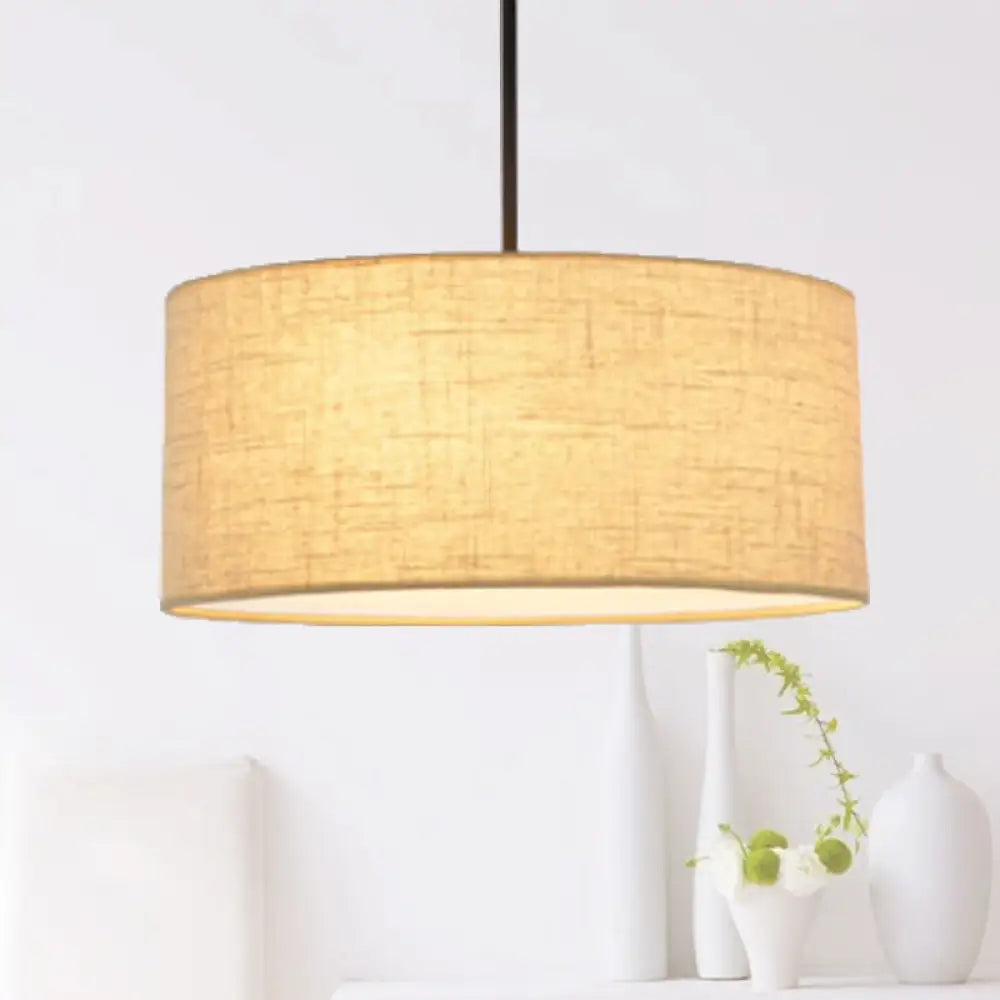 Simple Fabric Drum Ceiling Pendant Light - Grey/Black/Beige 12’/16’/18’ Diameter Hanging Lamp