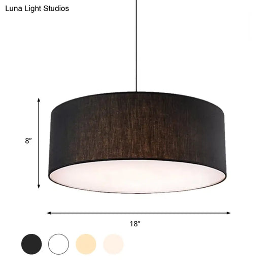 Simple Fabric Drum Ceiling Pendant Light - Grey/Black/Beige 12’/16’/18’ Diameter Hanging Lamp Kit