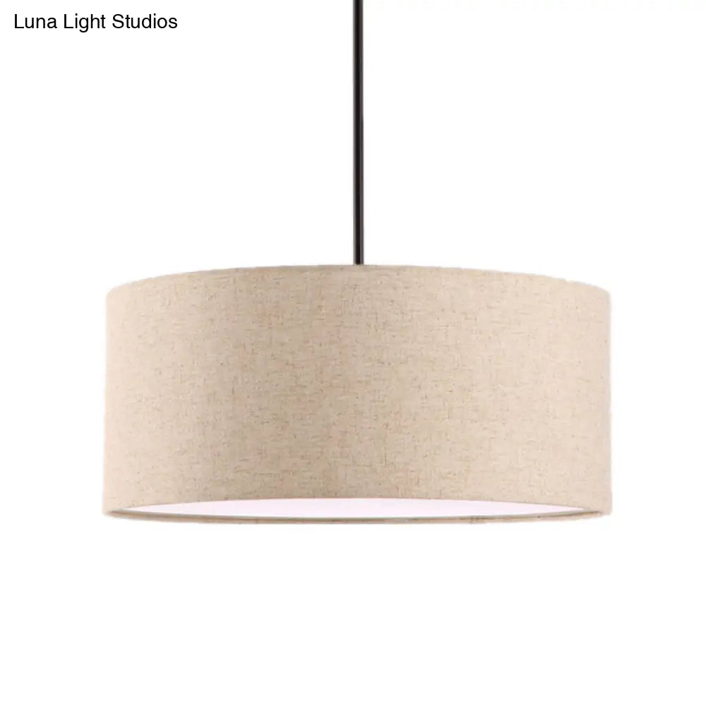 Simple Fabric Drum Ceiling Pendant Light - 12/16/18 Diameter 1-Light White/Black/Beige Hanging Lamp