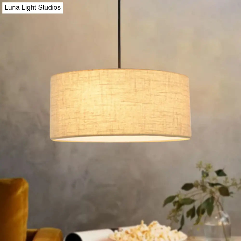 Simple Fabric Drum Ceiling Pendant Light - Grey/Black/Beige 12’/16’/18’ Diameter Hanging Lamp Kit