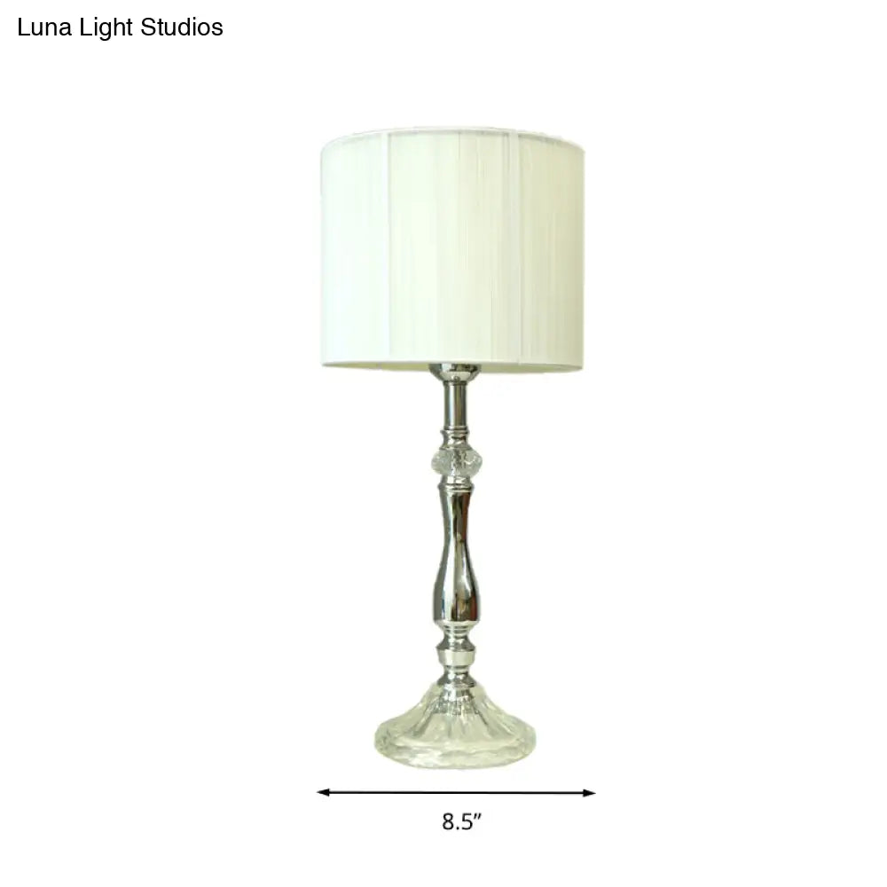 Simple Fabric White Table Lamp With Crystal Base - Perfect For Living Room Ambiance