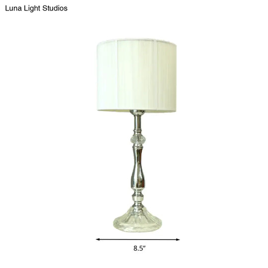 Simple Fabric White Table Lamp With Crystal Base - Perfect For Living Room Ambiance