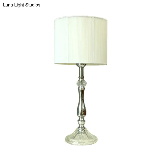 Simple Fabric White Table Lamp With Crystal Base - Perfect For Living Room Ambiance