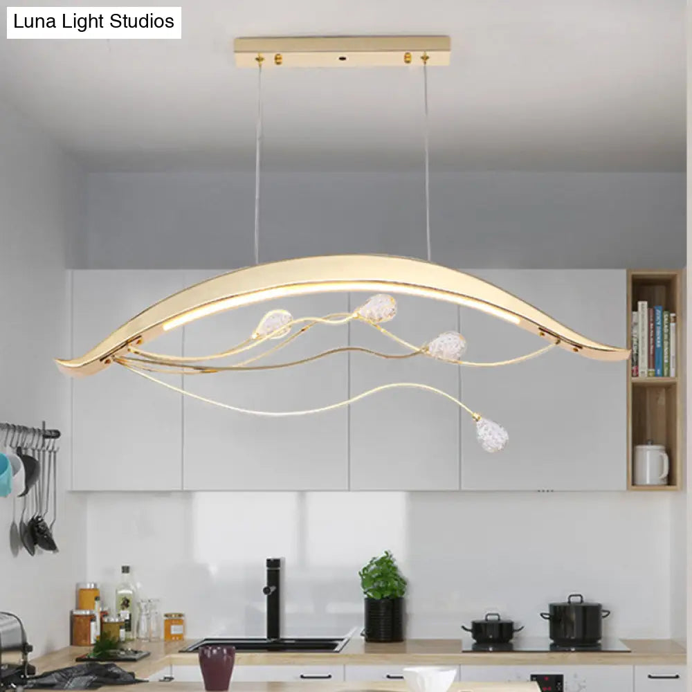 Simple Gold Arch Pendant Light For Dining Room With Led Suspension