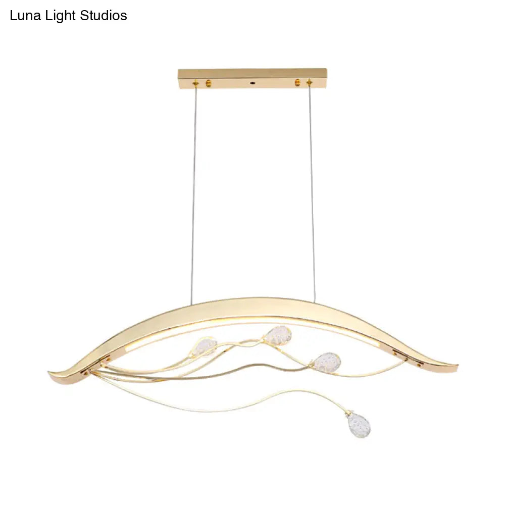 Simple Gold Arch Pendant Light For Dining Room With Led Suspension