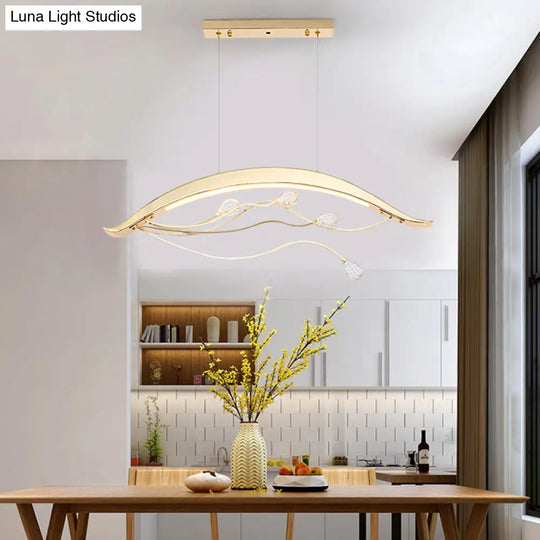 Simple Gold Arch Pendant Light For Dining Room With Led Suspension