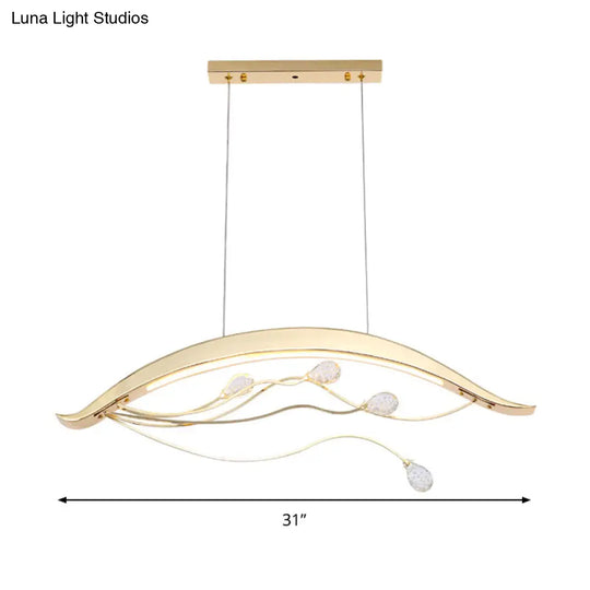 Simple Gold Arch Pendant Light For Dining Room With Led Suspension