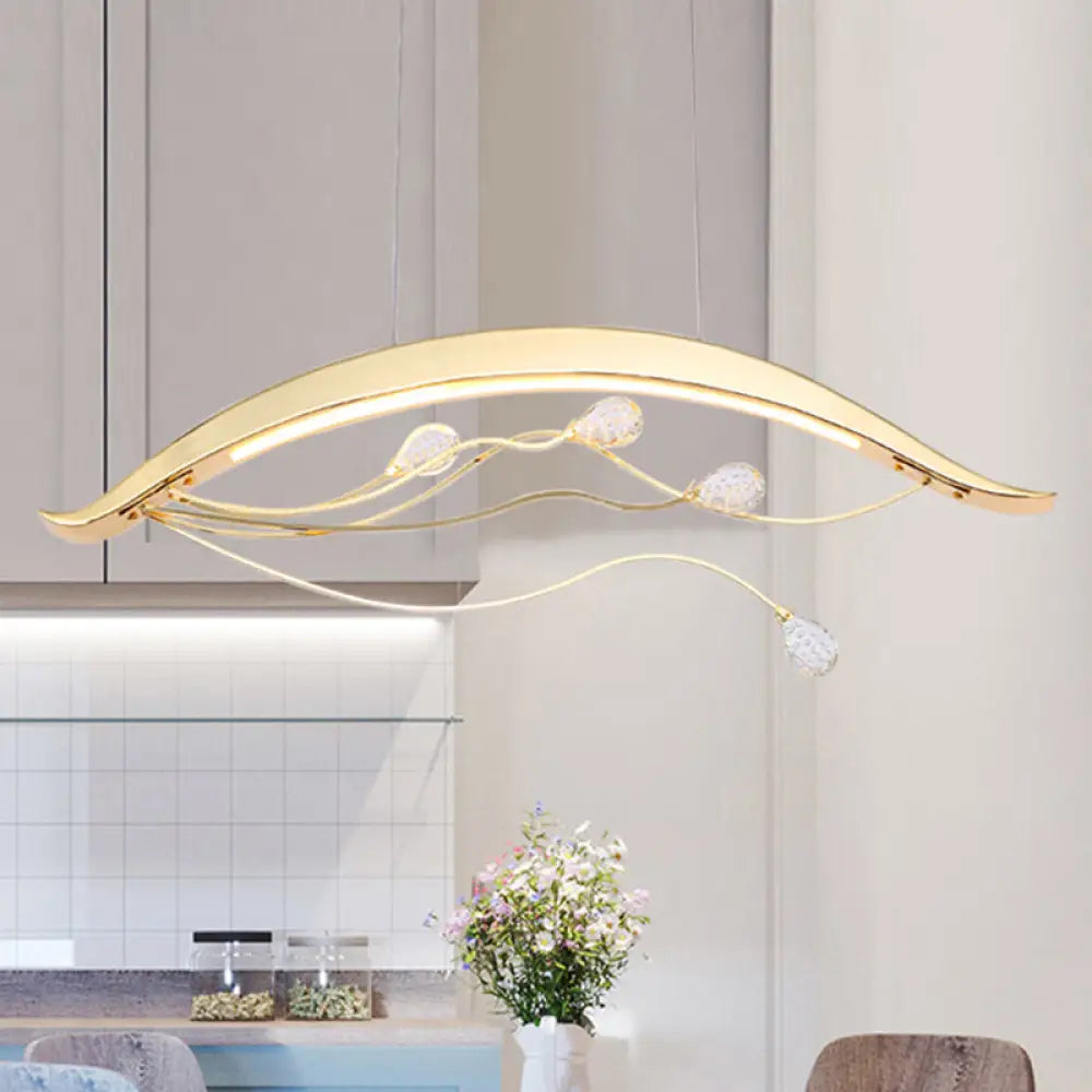 Simple Gold Arch Pendant Light For Dining Room With Led Suspension