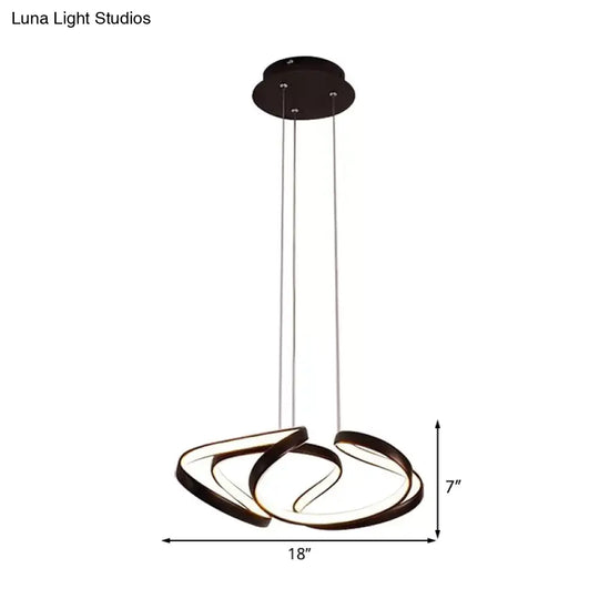 Simple Gold/Coffee Wave Acrylic Chandelier Led Hanging Lamp Ideal For Dining Room 14’’/19.5’’ Wide