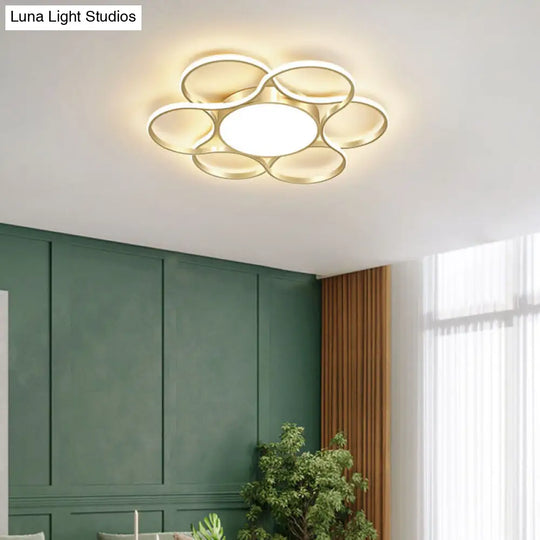 Simple Gold Flower Led Ceiling Light Fixture For Living Room Décor