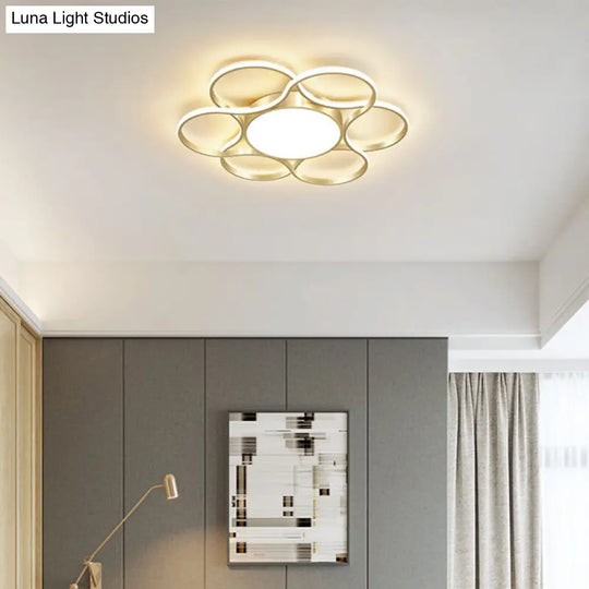 Simple Gold Flower Led Ceiling Light Fixture For Living Room Décor