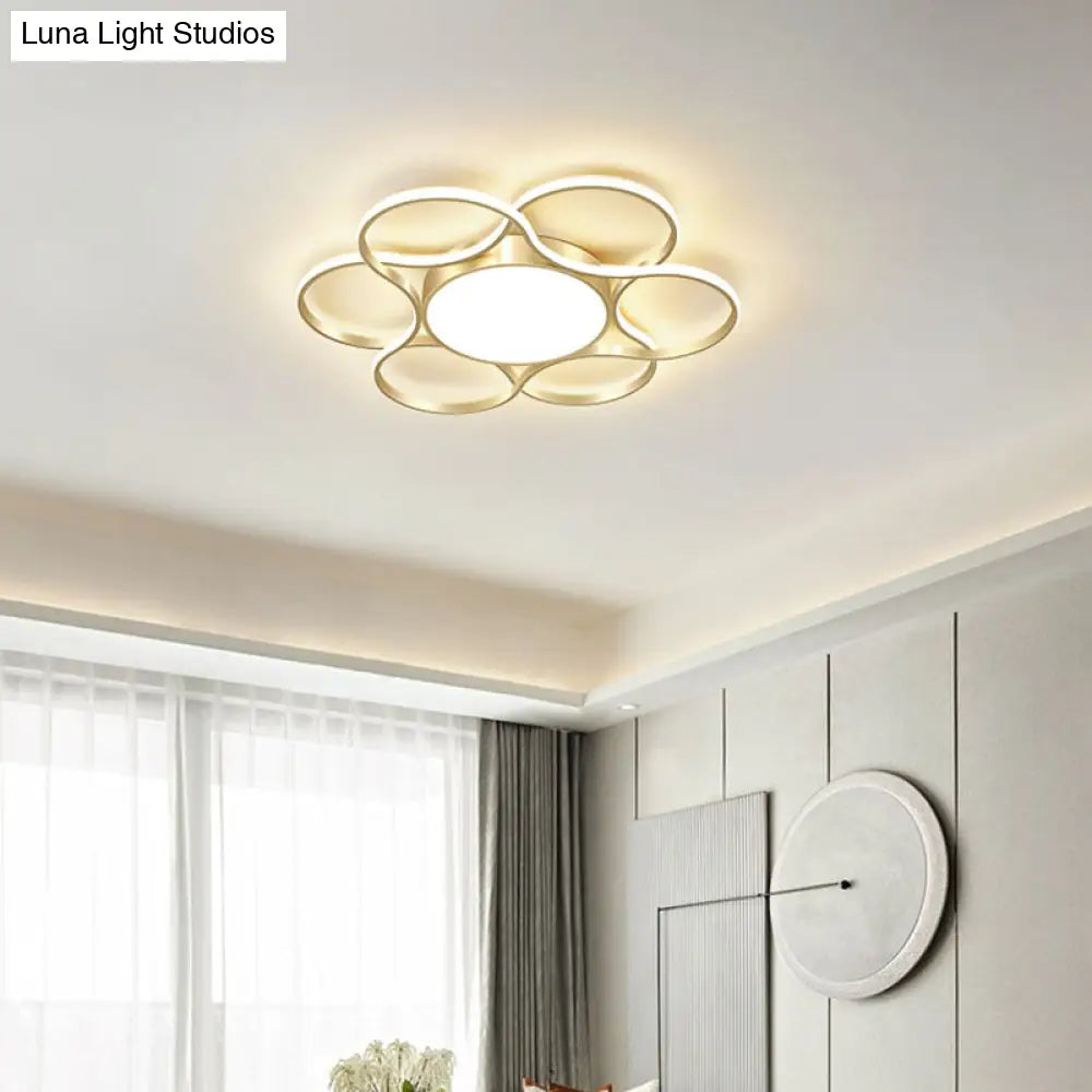 Simple Gold Flower Led Ceiling Light Fixture For Living Room Décor / 21.5 Warm