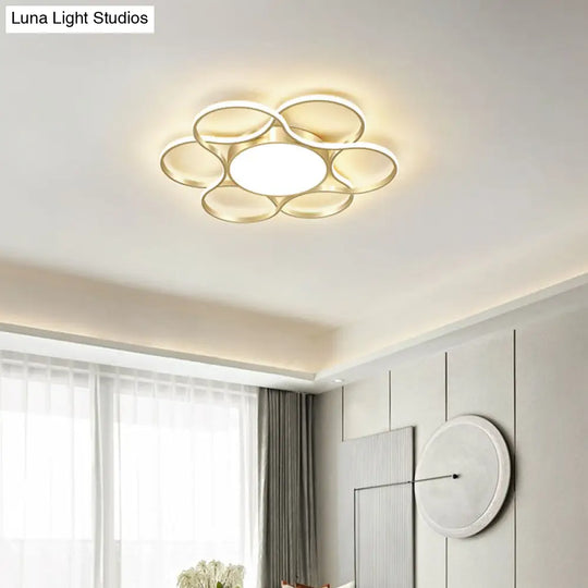 Simple Gold Flower Led Ceiling Light Fixture For Living Room Décor / 21.5 Warm