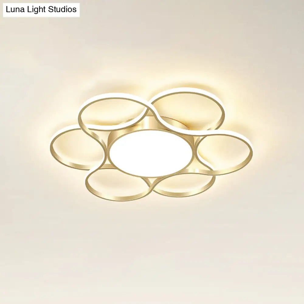 Simple Gold Flower Led Ceiling Light Fixture For Living Room Décor